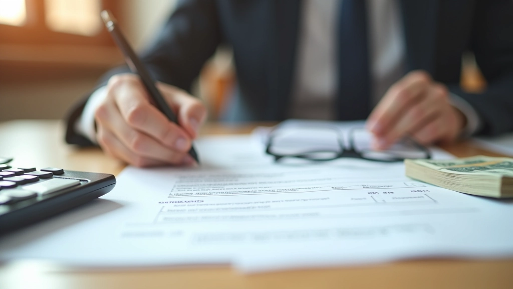 Billete de dinero en efectivo sobre formulario de fianza de alquiler